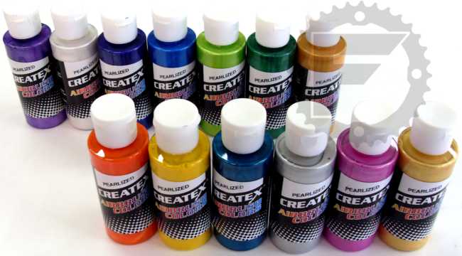 set 13 colori acrilici perlati Createx per aerografo 60 ml
